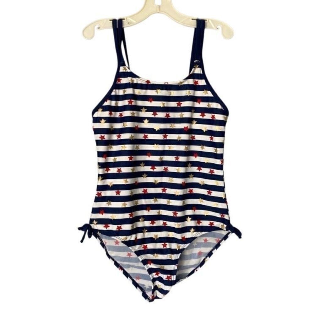 Joe boxer girls one piece red white and blue bathing suit size 12